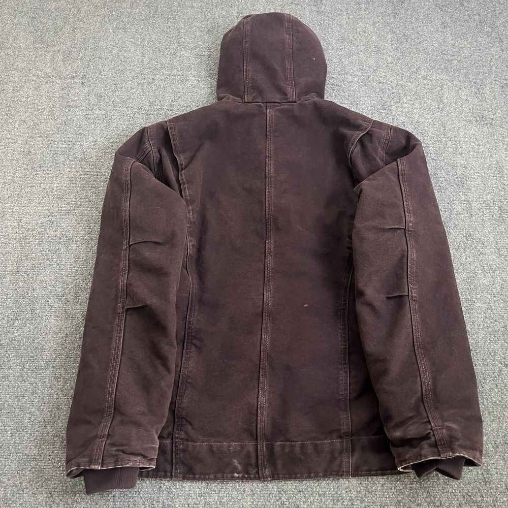 Carhartt WJ141 DWN Deep Wine‎ Duck Canvas Sherpa Hooded Work Jacket Women's M - Picture 2 of 16